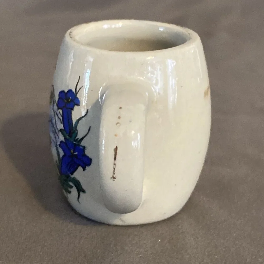 West Germany Stoneware Shot Glass Stein Mug With Handle Miniature Vintage